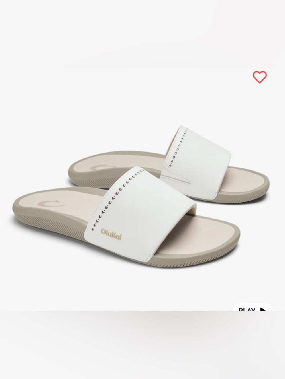 OluKai Women’s slides Flip Flop Sandals in White and Tan size US 8-8.5